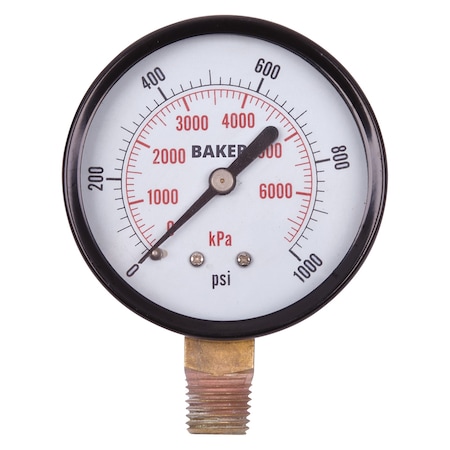 Baker Instruments LVBNA-1000P Pressure Gauge, 0-1000 PSI LVBNA-1000P